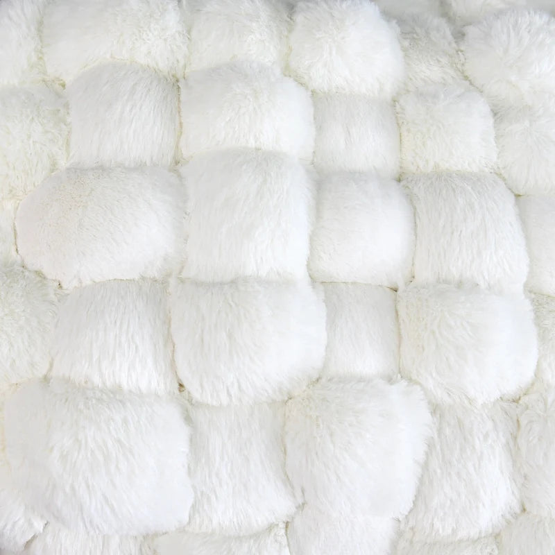 Soft Fauxfur Pouf Stool Ottoman Fuzzy Entryway Bench Seat 27x20x19