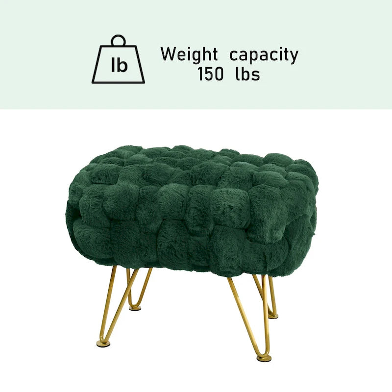 Soft Fauxfur Pouf Stool Ottoman Fuzzy Entryway Bench Seat 27x20x19