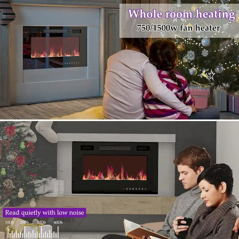 Wood Grain TV Stand with Optional Electric Fireplace: Cable Management