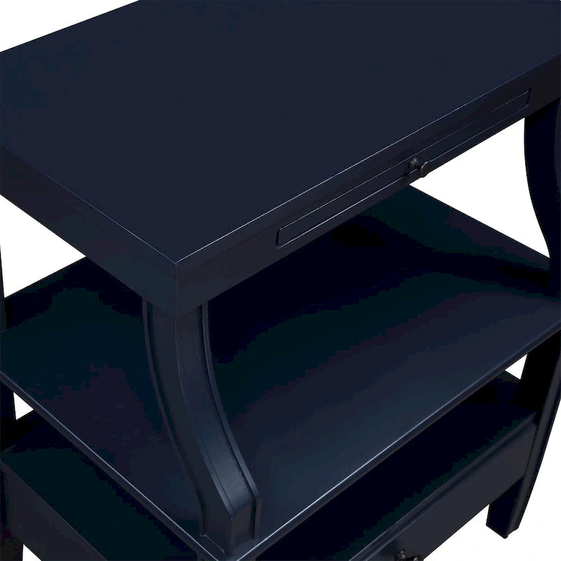 3-Tier Storage Coffee Table Rectangle Nightstand with a Drawer End Table with Pull Out Drink Tray Side Table for Living Room
