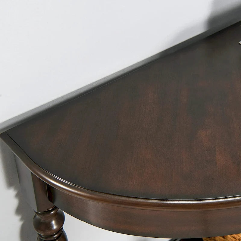Solid Wood Oval End Table Sofa Table with Drawer and Storage Shelf