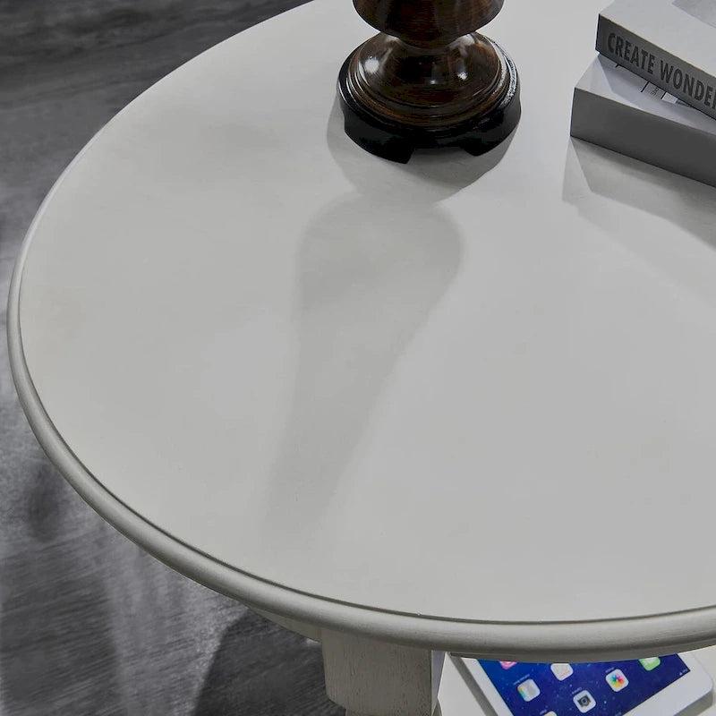 Solid Wood Oval End Table Sofa Table with Drawer and Storage Shelf