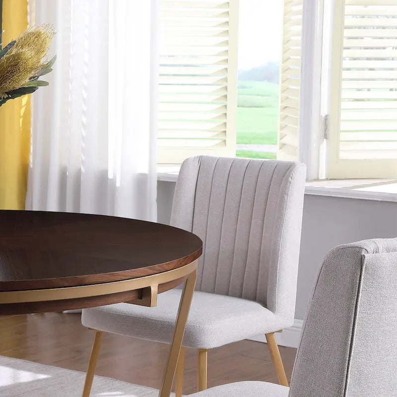 Morden Fort Modern 5-piece Dining Table Set with Classic Round Dining Table Velvet Dining Chair