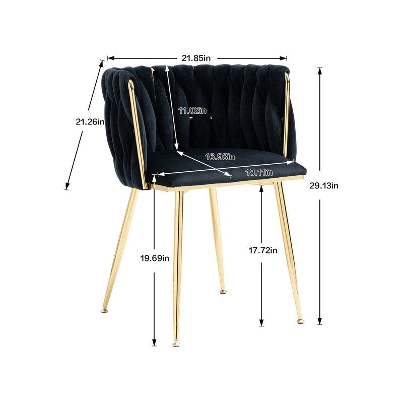 SEYNAR Modern Glam Velvet Dining Side Chair Set of 2 with Gold Metal Frame