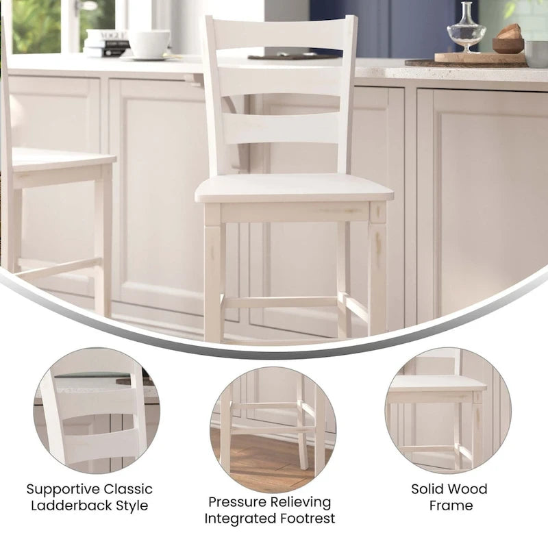 Commercial Grade Wooden Bar Height Stool, Set of 2