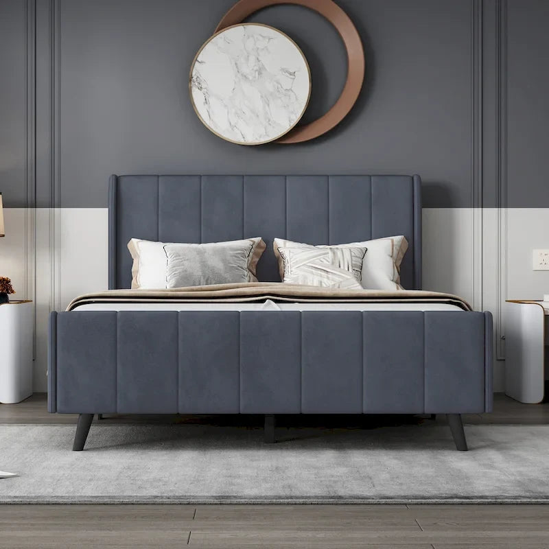Full Size Upholstered Platform Bed, Velvet