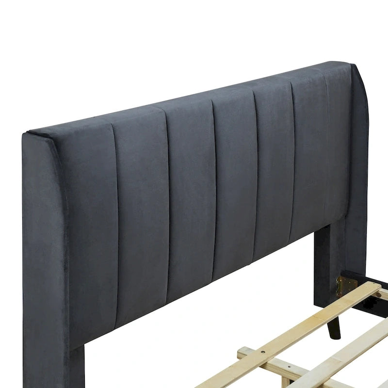 Full Size Upholstered Platform Bed, Velvet
