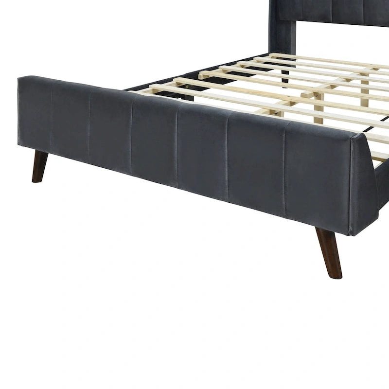 Full Size Upholstered Platform Bed, Velvet