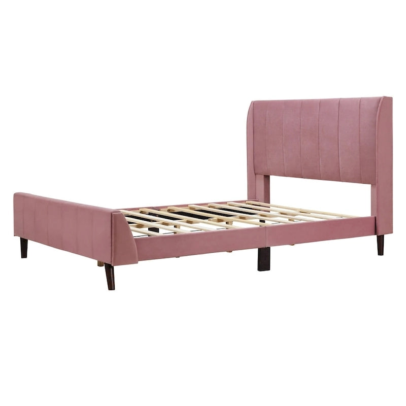 Full Size Upholstered Platform Bed, Velvet