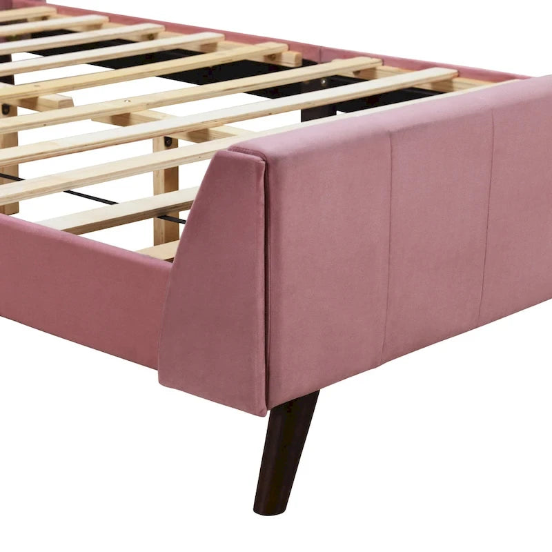 Full Size Upholstered Platform Bed, Velvet