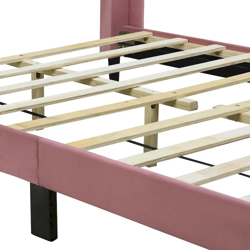 Full Size Upholstered Platform Bed, Velvet