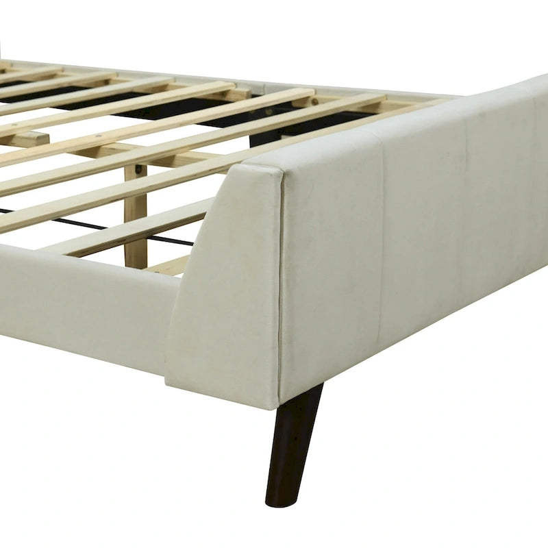 Full Size Upholstered Platform Bed, Velvet