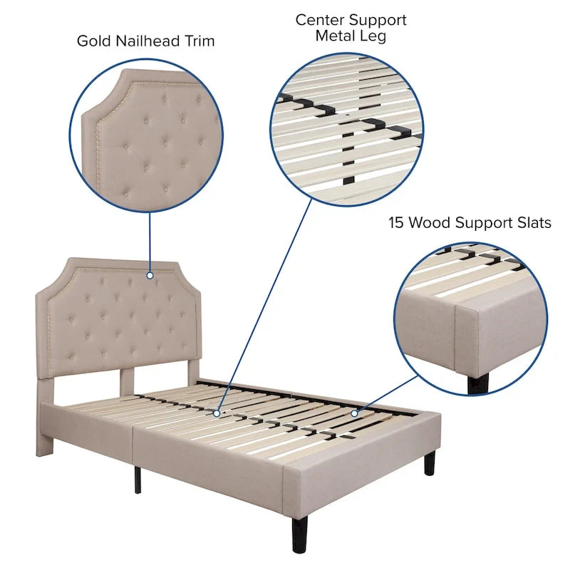 Arched Tufted Upholstered Platform Bed