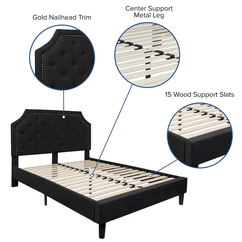 Arched Tufted Upholstered Platform Bed