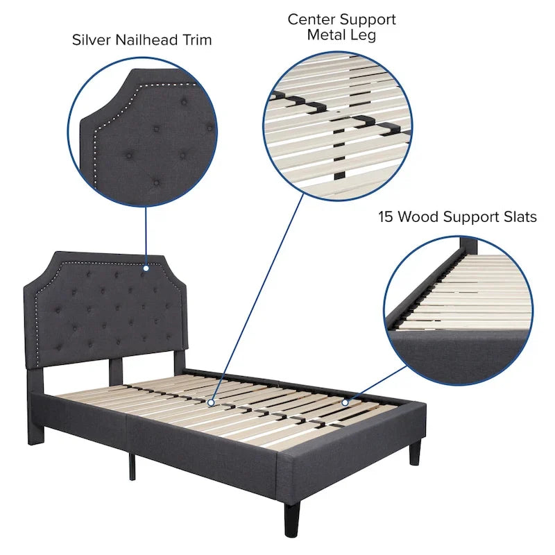 Arched Tufted Upholstered Platform Bed