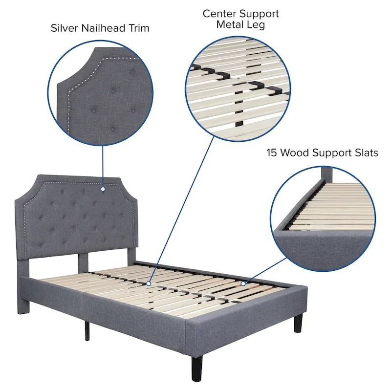 Arched Tufted Upholstered Platform Bed