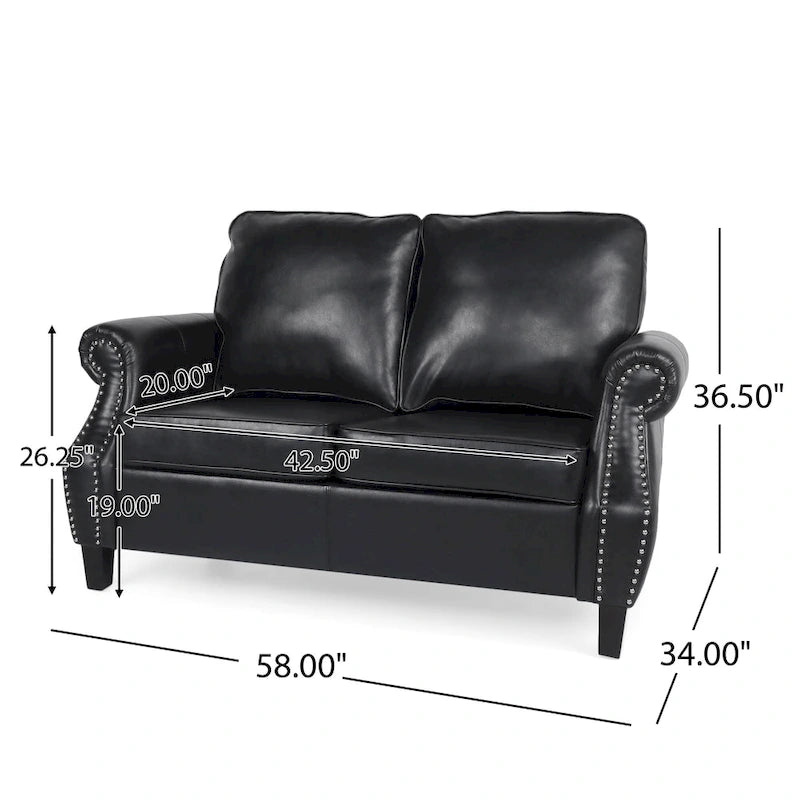 Lawton Faux Leather Loveseat with Nailhead Trim by Christopher Knight Home