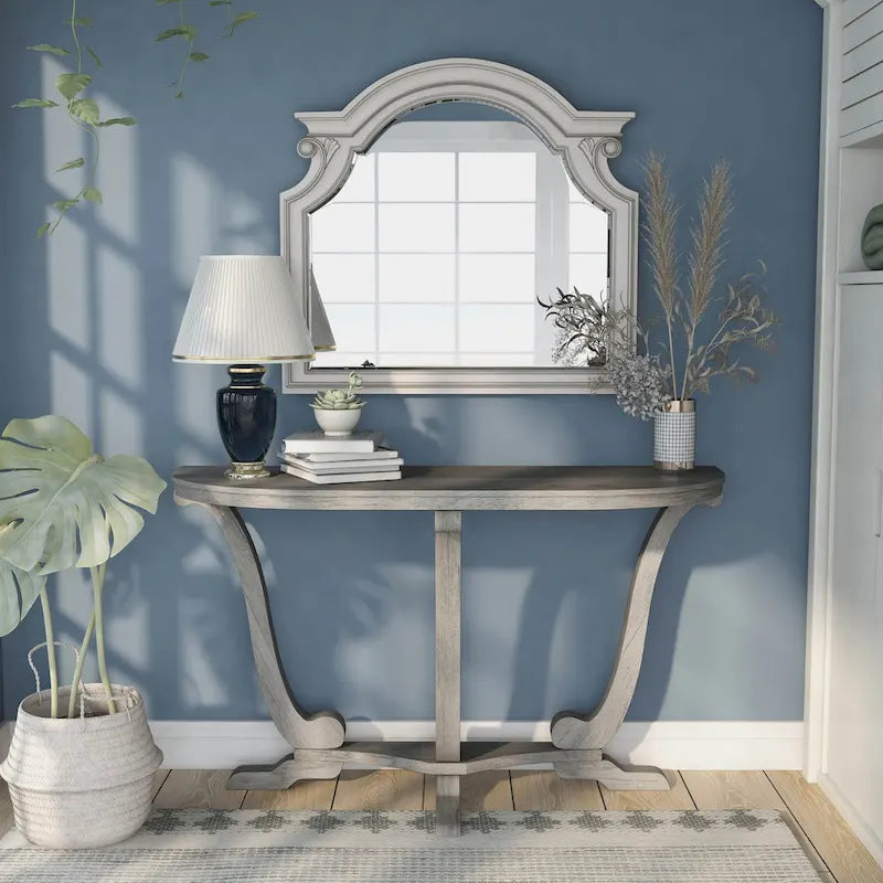 DH BASIC Farmhouse Vintage Grey Oak 48-inch Entryway Console Table by Denhour