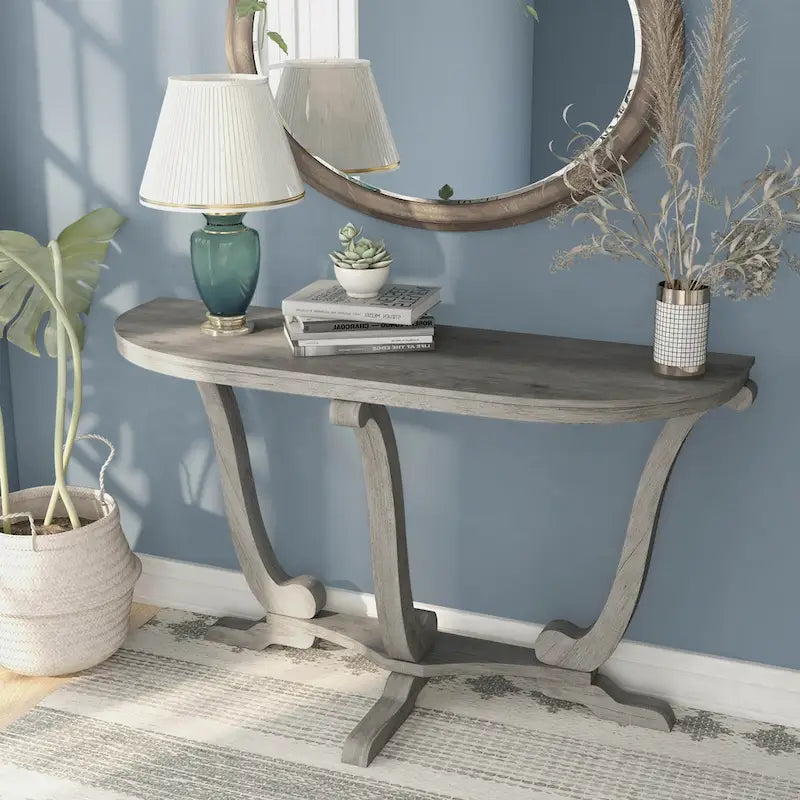 DH BASIC Farmhouse Vintage Grey Oak 48-inch Entryway Console Table by Denhour