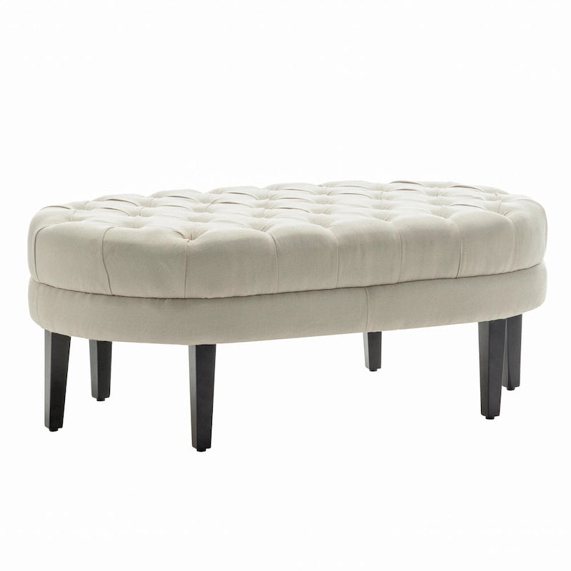 Porthos Home Itan Fabric Oval Cocktail Ottoman with Rubberwood Legs