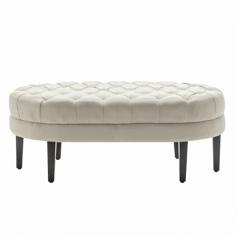 Porthos Home Itan Fabric Oval Cocktail Ottoman with Rubberwood Legs