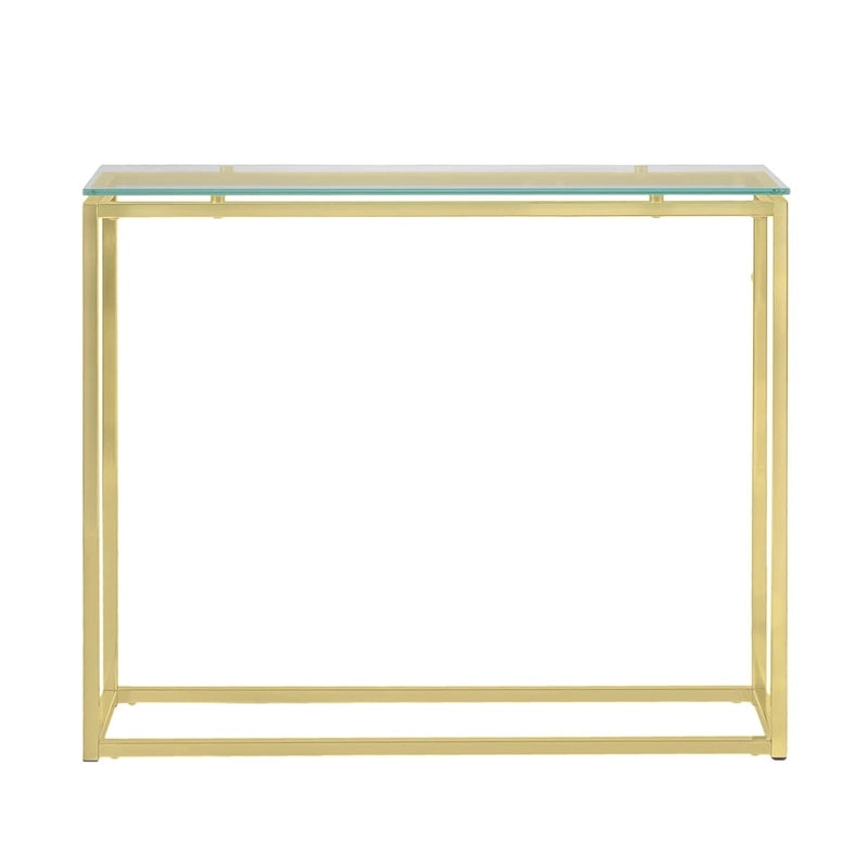 HomeRoots 36 Clear and Silver Glass Sled Console Table