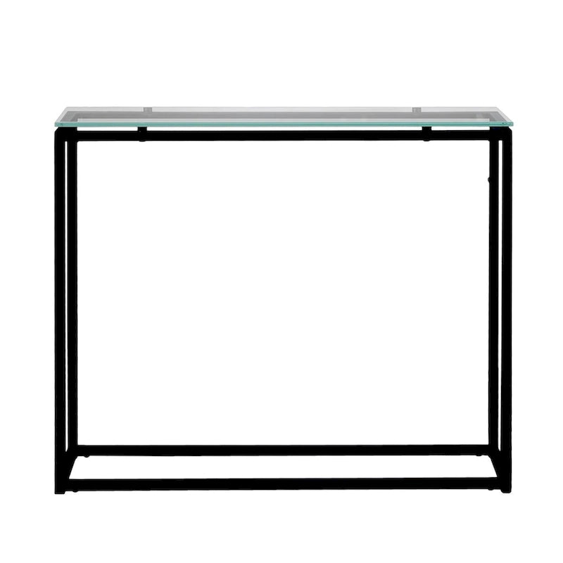 HomeRoots 36 Clear and Silver Glass Sled Console Table