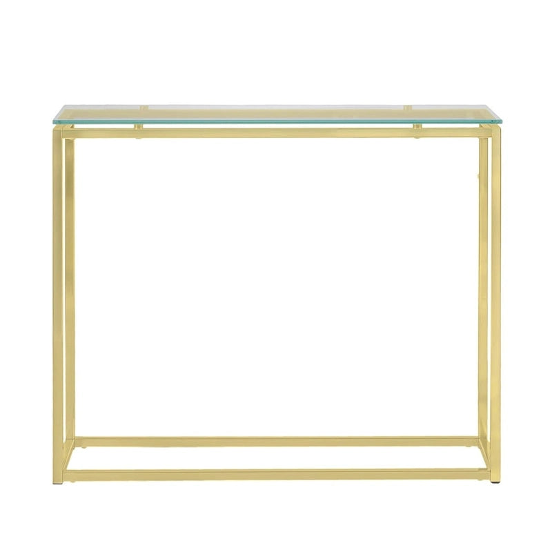 HomeRoots 36 Clear and Silver Glass Sled Console Table