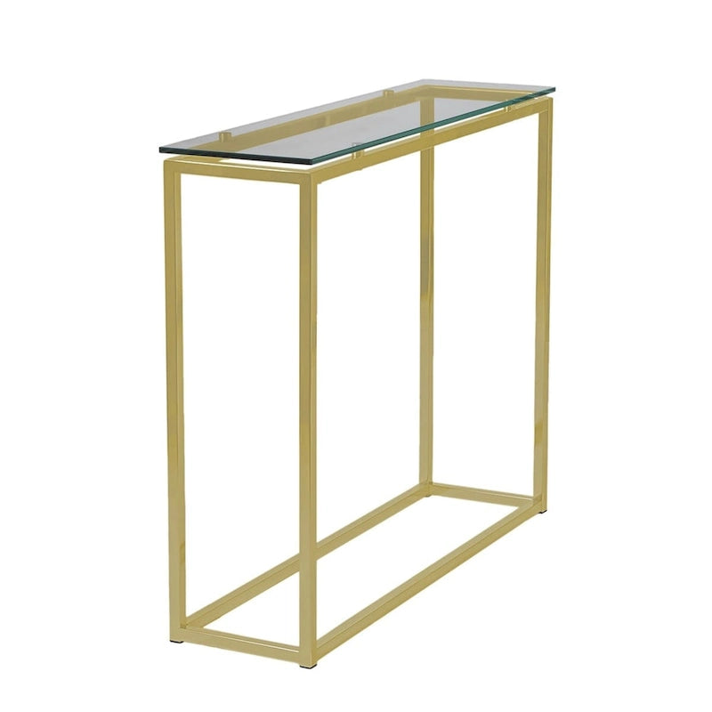 HomeRoots 36 Clear and Silver Glass Sled Console Table