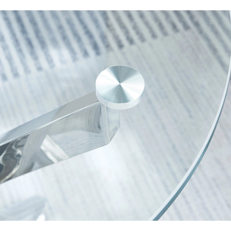 Modern Round Tempered Glass End Table with Stainless Steel Legs