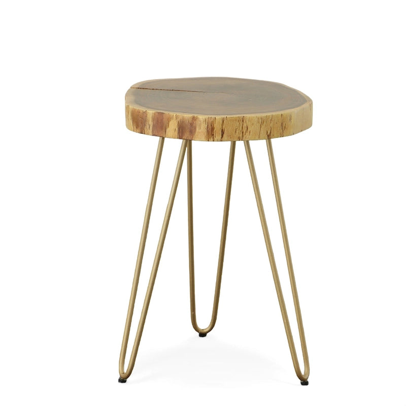 Carolina Living Seti Live Edge Accent Table - Natural Top - Black Base