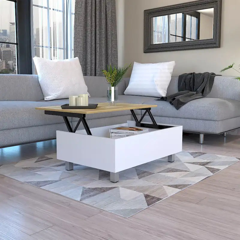 TUHOME Gambia Coffee Table with Lift Top, Concealed Storage and 4 Legs