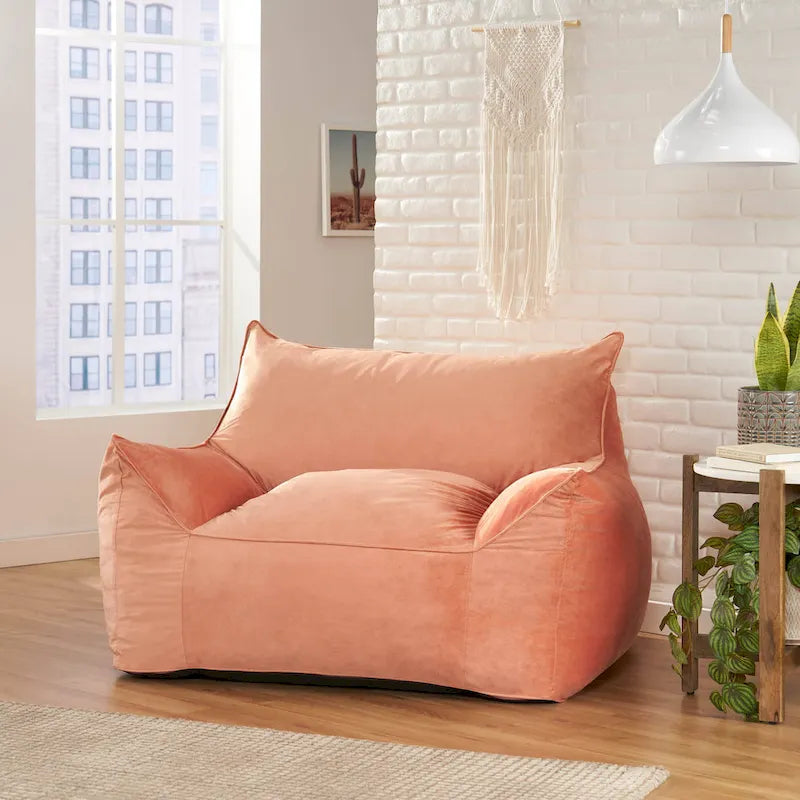 Loubar Velveteen Oversized Bean Bag Chair with Armrests by Christopher Knight Home