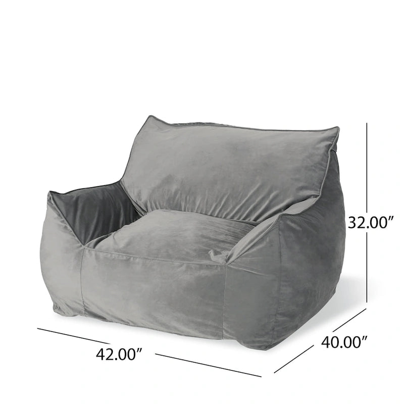 Loubar Velveteen Oversized Bean Bag Chair with Armrests by Christopher Knight Home