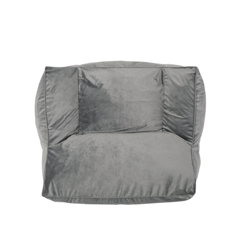 Loubar Velveteen Oversized Bean Bag Chair with Armrests by Christopher Knight Home