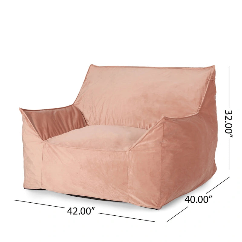Loubar Velveteen Oversized Bean Bag Chair with Armrests by Christopher Knight Home