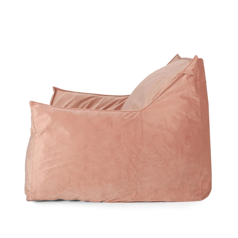Loubar Velveteen Oversized Bean Bag Chair with Armrests by Christopher Knight Home
