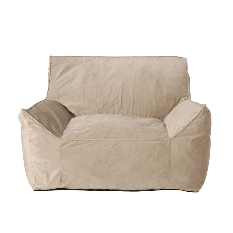 Loubar Velveteen Oversized Bean Bag Chair with Armrests by Christopher Knight Home