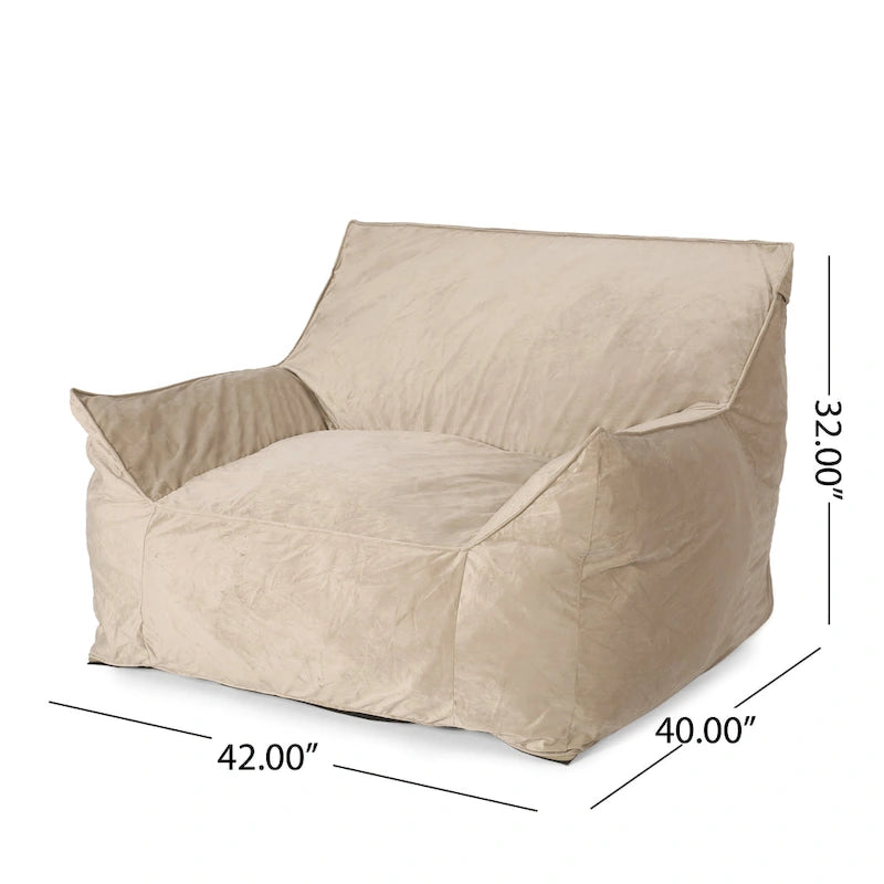 Loubar Velveteen Oversized Bean Bag Chair with Armrests by Christopher Knight Home