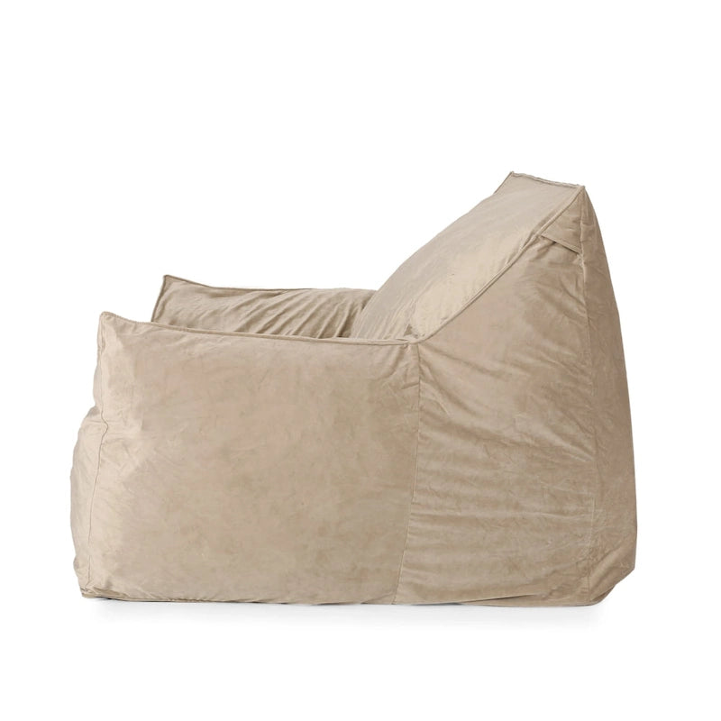 Loubar Velveteen Oversized Bean Bag Chair with Armrests by Christopher Knight Home