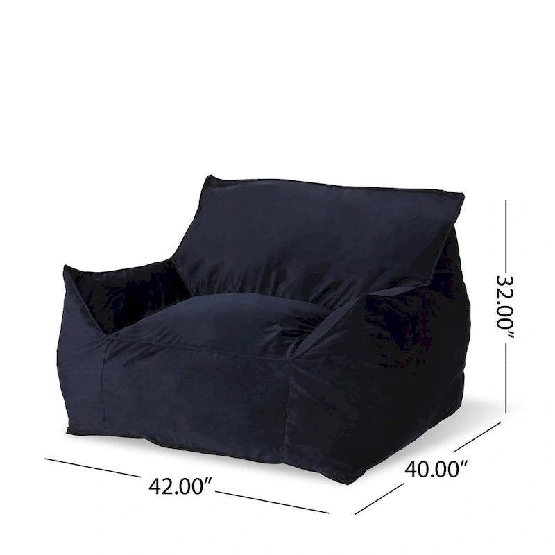 Loubar Velveteen Oversized Bean Bag Chair with Armrests by Christopher Knight Home