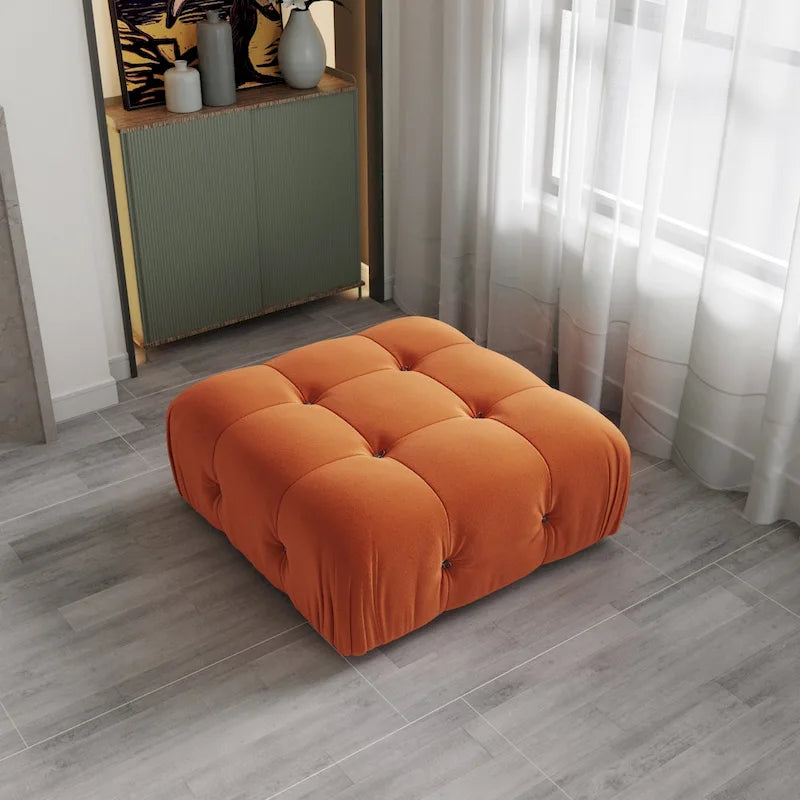 Minimalist Square Velvet Upholstery Ottoman