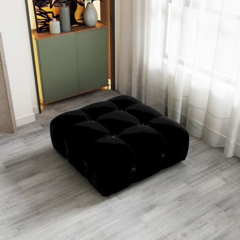 Minimalist Square Velvet Upholstery Ottoman