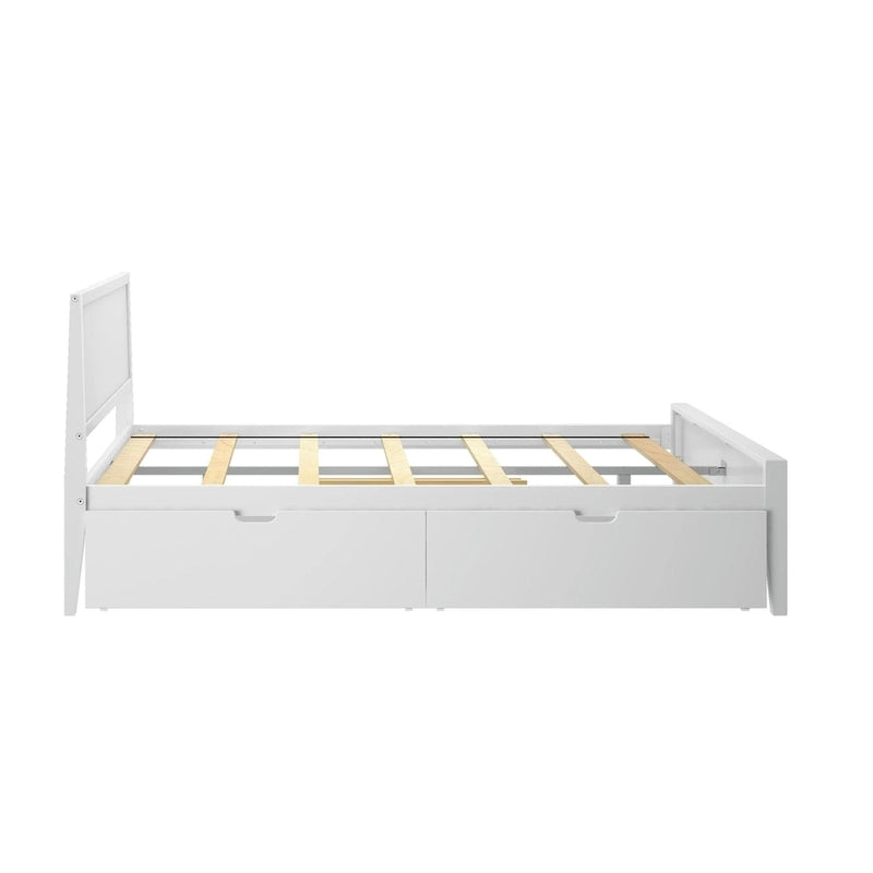 Plank and Beam Queen-Size Bed with Panel Headboard and Storage Drawers