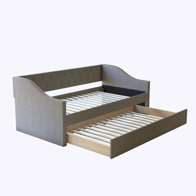 Boyd Sleep Manchester Linen Upholstered Twin Daybed with Trundle