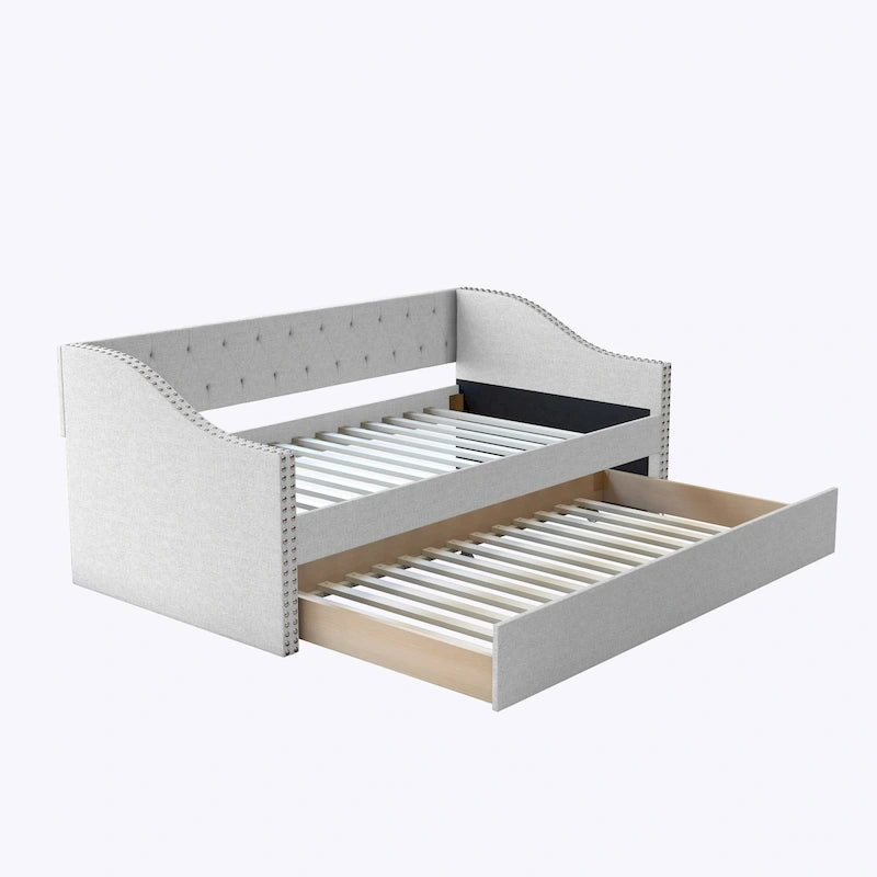Boyd Sleep Manchester Linen Upholstered Twin Daybed with Trundle