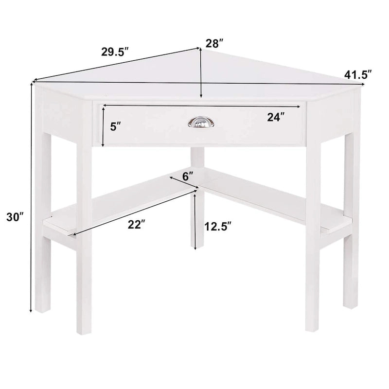 Corner Computer Desk Table Wooden Workstation Corner Laptop Desk