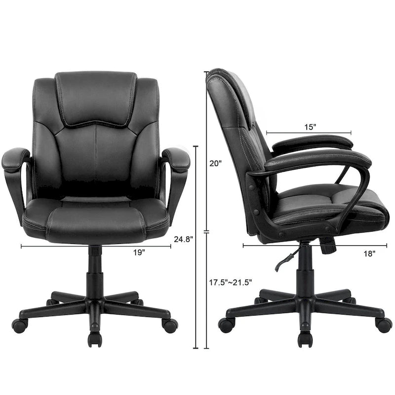 Homall Brown Executive Chair High-Level PU Leather Thick Padded Ergonomic Chair Mid Back Office and Commercial Chair