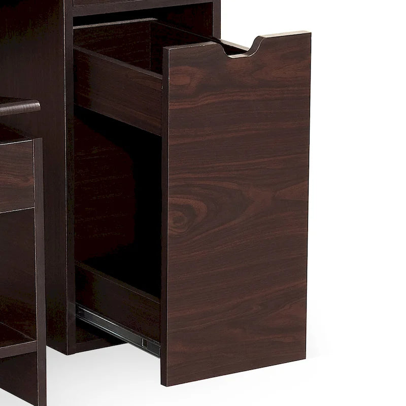 DH BASIC Modern Walnut 36 Storage Vanity and Stool Set by Denhour