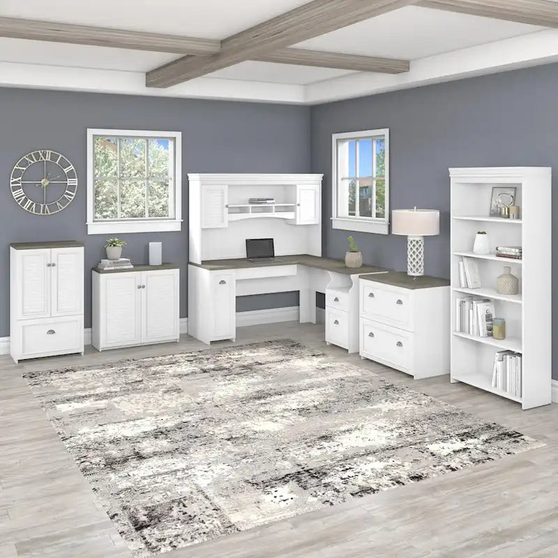 Fairview 60W Desk with Hutch, and Storage Set by Bush Furniture